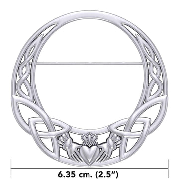 Celtic Claddagh Heritage: Sterling Silver Brooch by Peter Stone Jewelry - Traditional Irish Symbolism TBC168 - Jewelry